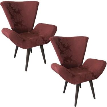 Imagem de Kit Duas Poltronas Decorativa Elegance 95 Vinho - Sua Casa Decor