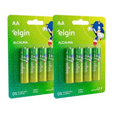 Imagem de Pilhas AA Alcalina Elgin 1,5v Pequena Comum Cartelas 08 Unidades