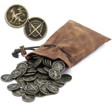 Imagem de Moedas de metal  Moedas CASEMATIX 100 DND com bolsa para jogos de tabu