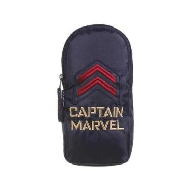 Imagem de Estojo Escolar Capitã Marvel  Elástico P/ Caderno Dermiwil - DMW, Azul