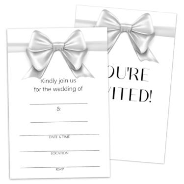 Imagem de Convites de casamento com laço, 25 convites de preenchimento para recém-casados Sr. e Sra. com envelopes, decorações de festa de casamento e chá de panela - N03