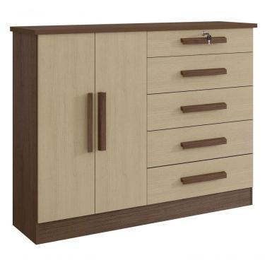 Imagem de Cômoda New Athos 5 Gavetas Com Sapateira D` Doro Castanho-linho