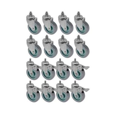 Imagem de Kit 16 un roda rodízio rosca giratório freio trava pvc bp 3" - AJAX