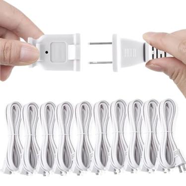 Imagem de Yeatel Cabo De Extensão 2 Pinos, Pacote Com 10 Cabos Alimentação 3 Metros - Ultra Flexível E Leve, Seguro Para Uso Doméstico, No Escritório Dormitório, Branco