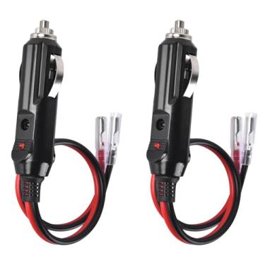 Imagem de YUNFOOK Plugue Para Acendedor De Cigarros 12V - Pacote Com 2 Adaptadores Machos Fios E Luz Led 16Awg, Cabo Reposição Carro Fusível 15A (Pacote 2)