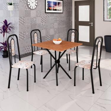 Imagem de Conjunto Sala de Jantar 4 Cadeiras Lívia Bege / Preto