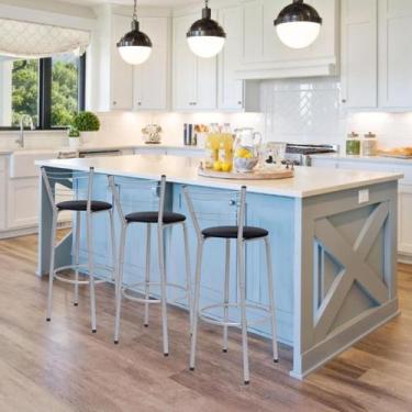 Imagem de Banquetas Cadeiras Bancos Alto 70cm 3 Unidades Premium Para Cozinha Ba