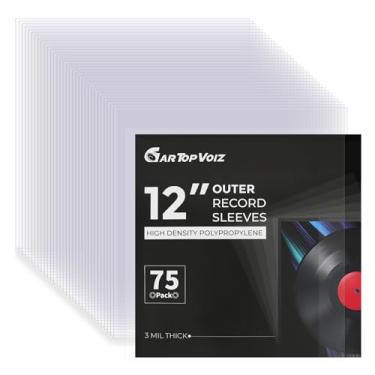 Imagem de Gartopvoiz Capas externas de 75 discos de vinil, capas de álbum protetoras de plástico 32,4 cm x 32,4 cm para proteção LP dupla e única, 3 mm de espessura transparente