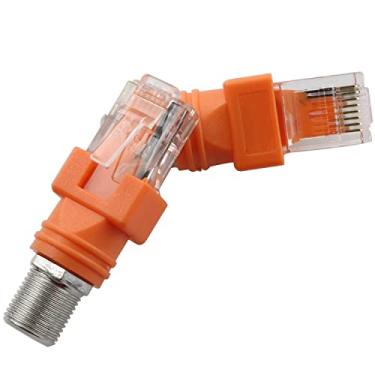 Imagem de BLLNDX Conversor RF para RJ45 2 peças F fêmea para RJ45 macho coaxial acopladores adaptadores conectores retos