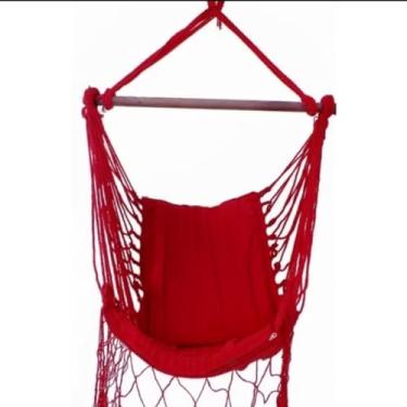 Imagem de Cadeira Suspensa de Macramê, Rede de Balanço para Interior e Exterior, Disponível em Vermelho, Preto e Laranja