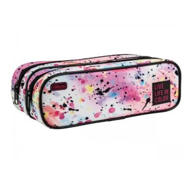 Imagem de Estojo Duplo Grande Académie Splashes Colors White - Tilibra