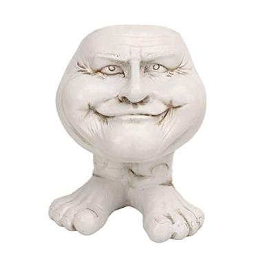 Imagem de Pilipane Vaso de flor de resina pintado à mão exclusivo, fofo, formato engraçado, exclusivo, para decoração de jardim, casa, decoração ao ar livre, presente (tipo 3)