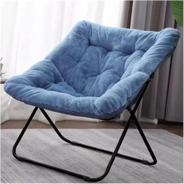 Imagem de Cadeira De Pires Confortável Cadeira De Lounge Dobrável De Pele Falsa Para Sala De Estar, Cadeira De Acento Dobrável De Tamanho Grande Cadeira Preguiçosa De Lounge Macio E Pe, Blue, Gray