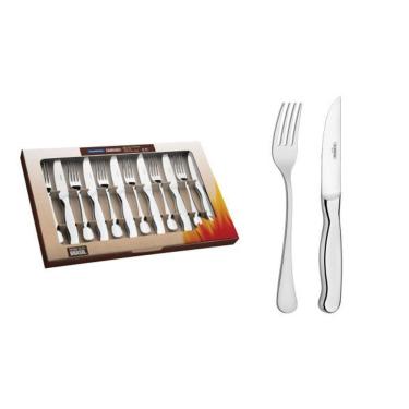 Imagem de Jogo Para Churrasco Tramontina Classic Em Aço Inox Facas Jumbo Fio Serrilhado 12 Peças