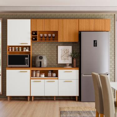 Imagem de Cozinha com Balcão Poliman Sicília 10 Portas Acetinado Freijó/Off White