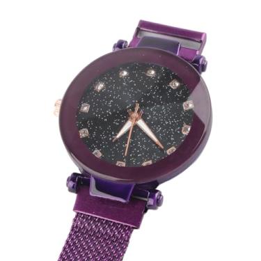 Imagem de Acouto Rounds Round Dial Dial Women Women's Relvador Com Uma Alça de Silicone Confortável Em (Roxo)