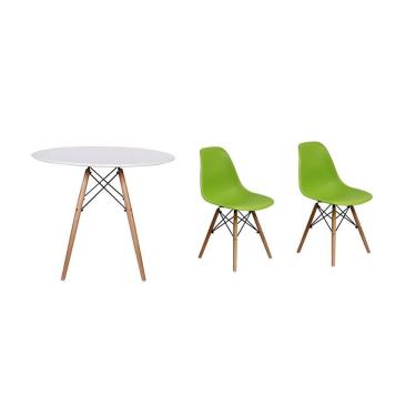 Imagem de Mesa Jantar Eiffel 100cm Branca e 02 Cadeiras Charles Eames