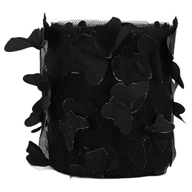 Imagem de Rolo de tule para costura, rolo de fio de rede colorido, acessórios para cabelo diy, material de tecido, rolo de tule para decoração de festa de casamento, poliéster, 8 cm de (Preta)