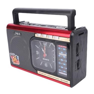 Imagem de PUSOKEI Rádio retrô, alto-falante portátil com rádio AM FM SW, compartimento para cartão SD USB, tempo de reprodução 6H, antena longa para recepção clara, para viagens ao ar livre em casa (vermelho)