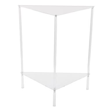Imagem de Heayzoki Mesa Lateral de Canto Transparente, Compacta e Elegante, Acrílico de 2 Camadas Triangular Pequena Prateleira de Canto Suporte de Exibição de Mesa Final para Sala de Estar, Quarto, Banheiro