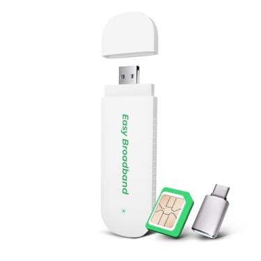Imagem de EIOTCLUB Dongle 4G LTE USB WiFi 6 – Hotspot móvel portátil, modem USB de alta velocidade, Wi-Fi portátil com cartão SIM pré-instalado, 10 dispositivos, para viagens, carro, viagem de negócios (sem