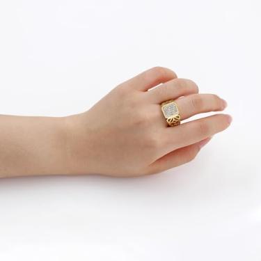 Imagem de Pulseira quadrada hip hop, anel banhado a ouro brilhante, joia moderna para festa ou uso diário YC6518-ouro-9