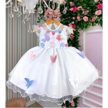 Imagem de Vestido Marie Branco Jardim Encantado com Laço Elegante para Meninas, 