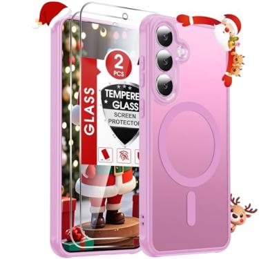 Imagem de LeYi Capa compatível com Samsung Galaxy S25-FE: [ ] [Mag-Safe Fit] com protetor de tela, película fosca translúcida de toque suave e proteção total para celular S25FE, rosa