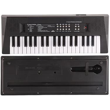 Imagem de Generic Brinquedo Musical de Teclado Elétrico de 37 Teclas Com Microfone para Desenvolvimento Cerebral Infantil, Piano Portátil para Uso Interno e Externo, USB ou Alimentado por Bateria, Preto e