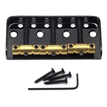 Imagem de ROZILO Ponte fixa curta vintage preta 3 selas de latão compensado ponte curta fixa para guitarra elétrica Tele TL Telecaster vintage