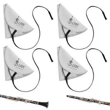 Imagem de Kit de limpeza de clarinete - 4 peças de pano de limpeza de clarinete cotonete de clarinete para flauta flauta e outros instrumentos de sopro e madeira (cinza)