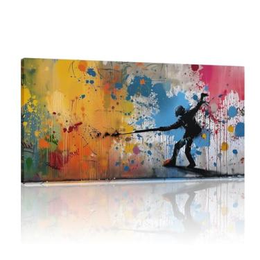 Imagem de Banksy Posters and Prints, Banksy Canvas Wall Art Grande, Banksy Art Wall Decor Canvas, Banksy Extra Large Wall Art Print - (40x80cm)40.6x81.3 cm sem moldura
