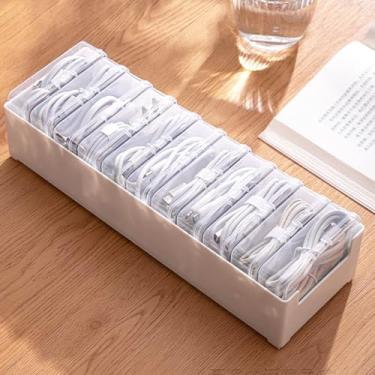 Imagem de Caixa organizadora de cabos com várias caixas, armazenamento de cabos de mesa para carregador, acessórios de uso em casa, escritório, viagens (29 x 10 x 6 cm)