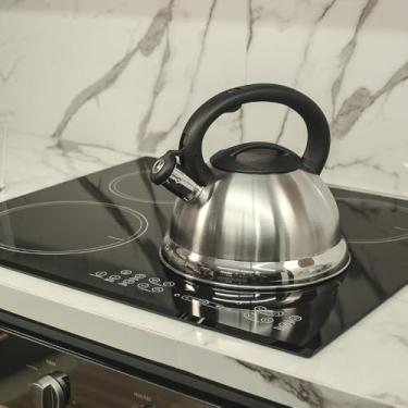 Imagem de Chaleira em Inox 3L com Apito Fundo Duplo para Indução, Gás, Elétrico e Vitrocerâmico, Prata