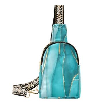 Imagem de CEBUGI Bolsa tiracolo feminina com textura de mármore, pochete de couro, para caminhadas, viagens ao ar livre