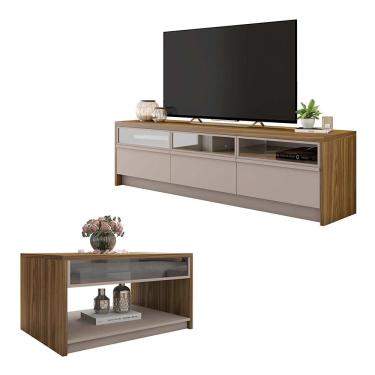 Imagem de Conjunto Sala De Estar Rack Bancada Mesa Vectro Caemmun