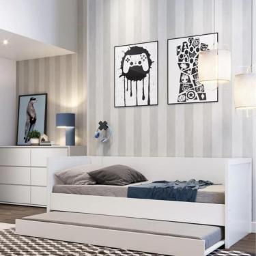 Imagem de Bicama Solteiro Para Colchão 78-88x188cm Com Encosto Multimóveis Cr40124 Branco