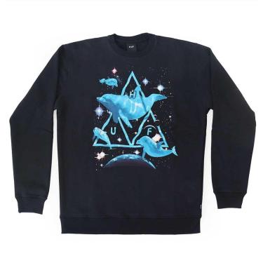 Imagem de Moletom HUF Careca Space Dolphins Whas Crew - Preto-Masculino