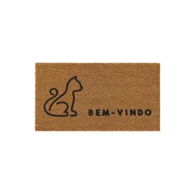 Imagem de Capacho Retangular Fibra De Coco Base PVC 60x33cm - Cat Bem Vindo