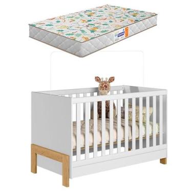 Imagem de Berço Americano Mini Cama Fantasia 4300 Branco Acetinado com Colchão G