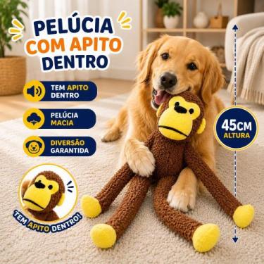 Imagem de Brinquedo Pet Macaco De Pelúcia Com Apito 45cm Para Cães E Gatos - BUP