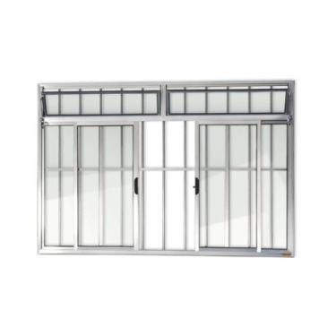 Imagem de Janela de Aluminio de Correr com Bandeira 120x150cm 4 Folhas com Grade