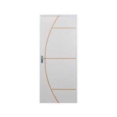 Imagem de Kit Porta de Madeira Decorada 212x95cm com Batente de Aluminio 3,6cm G