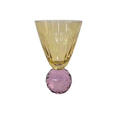 Imagem de Cj.6 Tacas Vidro Ambar c/Base Cristal Esculpido Roxa 425Ml BTC