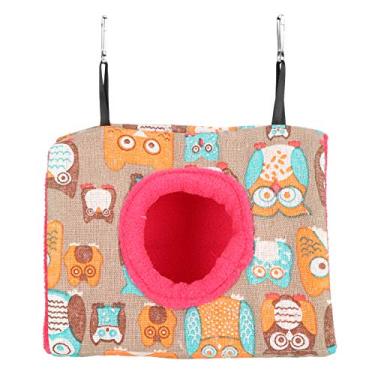 Imagem de GLOGLOW Rede para pássaros, minisninho de papagaio quente para pendurar, rede para dormir de pelúcia Ninho fofo para animais de estimação, brinquedo de balanço para pássaros, papagaios, hamster(P)