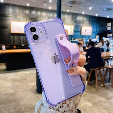 Imagem de Capa de telefone com alça de pulso macia para iPhone 11 12 13 Pro Max X XR Xs Max 7 8 Plus SE 2020 Mini Kickstand Capa Transparente, F, Para iPhone 7plus