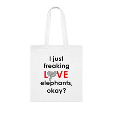 Imagem de Sacola de elefantes, sacola I Just Freaking Love Elephants Okay, presente de elefantes, bolsa de ombro de elefantes, bolsas reutilizáveis de elefantes, ideia de presente de cesta de