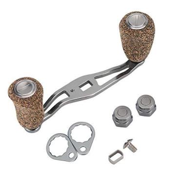 Imagem de Carretel de Pesca Alça de Molinete de Pesca Baitcasting Botão de Madeira Botão de Fibra de Carbono Ferramentas de Equipamento de Pesca com Acessórios Peças de Reposição (Gunsilver) Alça de Carretel de Cortiça