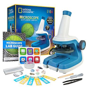 Imagem de NATIONAL GEOGRAPHIC Microscópio para crianças – Kit STEM com um microscópio infantil fácil de usar, zoom de até 400x, slides brancos e preparados, espécimes de rocha e minerais e muito mais, ótimo conjunto de projetos de ciências