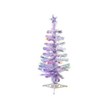 Imagem de Árvore De Natal Fibra Ótica Branca 90cm Com Bolas - E Luzes 90 Galhos
